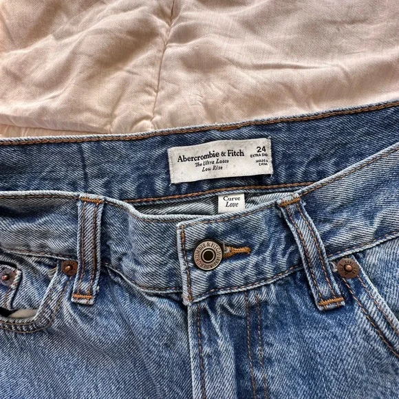 Abercrombie & Fitch Denim The Ultra Low Rise Wide Leg Blue Jeans - Picture 7 of 8